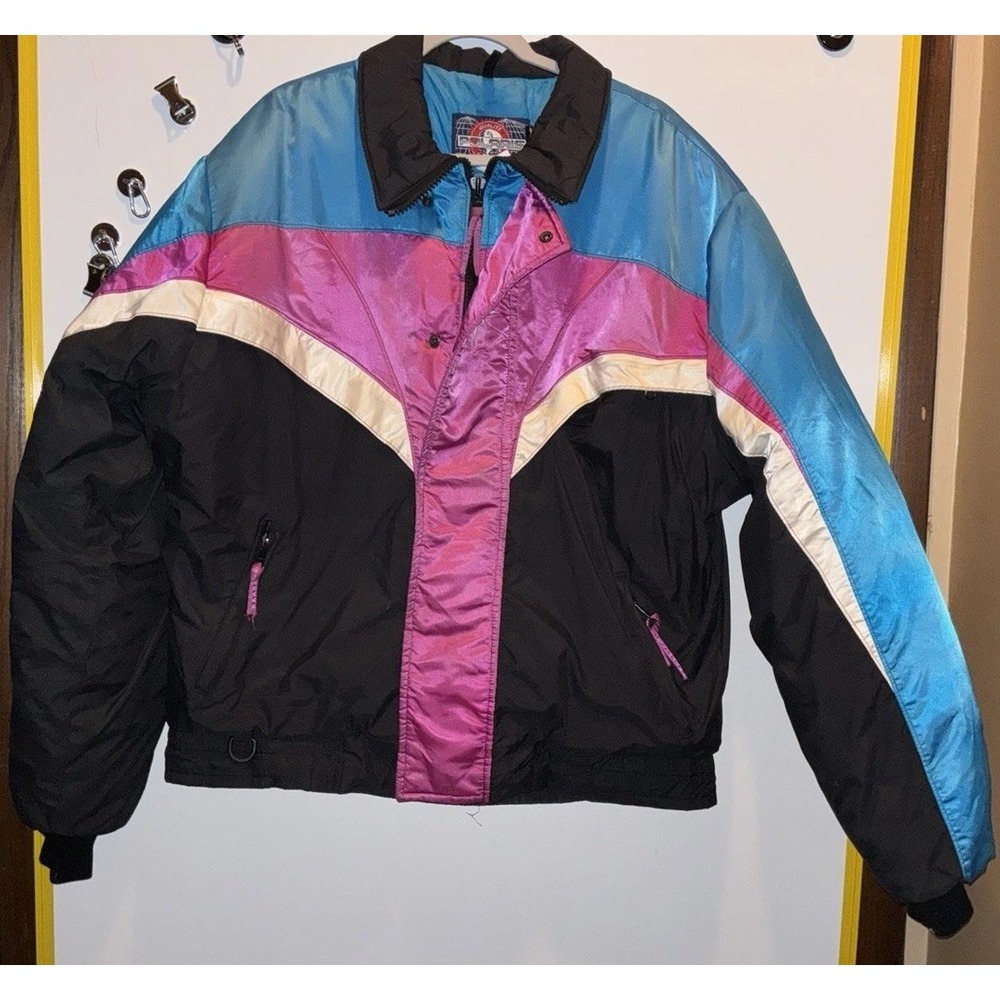 Vtg Polaris Jacket Mens Snowmobile 80s Puffer Colorblock Thermoloft USA Tall XL